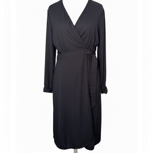 Time and Tru Long Sleeve Wrap Black Dress Size Large